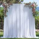 10x10ft Wrinkle Free White Backdrop Curtain for Parties Soft Fabric Drapes Wedding White Curtain Backdrop for Birthday Party Decorations Background for Photography 5x10ft, 2 Panels, 4 Pack