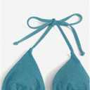 OYOANGLE Women's 2 Piece Glitter Swimsuit Triangle Halter Bikini Set Tie Side Bathing Suits Swimwear (Teal, L)