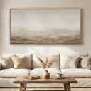 Large Framed Neutral Beige Brown Abstract Wall Art for Living Room 60x30 In