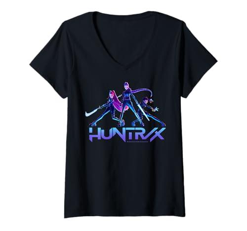 Womens Kpop Demon Hunters Huntrix Ready for Battle Poses V-Neck T-Shirt XXL