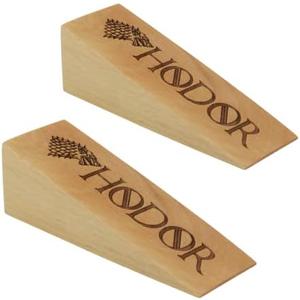 Hodor Door Stopper Natural Beech Wood Anti Slip Rubber Wedge GoT Compatible with Every Surface 2 Pack Gift Engraved Merchandise Gag