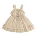 Toddler Baby Girls Tulle Tutu Dress Solid Color Sleeveless Mesh Ruffled A-Line Sundress Little Girl Princess Dress (A-Champagne, 6-7 Years)