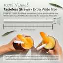 Biodegradable Jumbo Smoothie Straws, Bamboo Fiber Boba Straws - 50 PCS, Extra Wide, 100% Compostable, Plastic-Free, Eco-Friendly Large Wide-Mouthed Straw - 8.25" Long Bamboo Disposable Straw