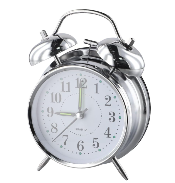 for TRADITIONAL Double Bell Alarm Clock, Luminous Hands And Hour Dots, Metal Case With Chrome Finish Alarm Clock 