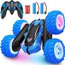 KKONES Remote Control Car, 2.4GHz Double Sided 360 Flips Rotating Electric Race RC Stunt Car, LED Wheel & Headlight High Speed Off Road Cars Toy Gift for 3 4 5 6 7 8-12 Year Old Boy Toys (Blue)