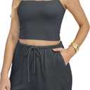Yulaviniee Women 2 Piece Lounge Set Summer Outfits Top & Wide Leg Pants