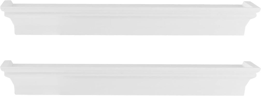 Melannco Arlington Floating Wall Shelves for Bedroom, Living Room, Nursery, Set of 2,14-Inch, White (Set of Two 14 Inch)