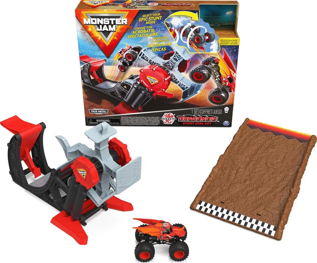 Monster Jam, Official Bakugan Dragonoid Stunt Dial Playset with Exclusive 1:64 Scale Dragonoid Die-Cast Monster Truck