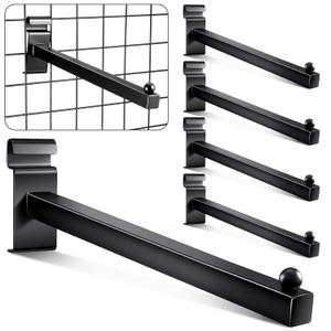 Oudain Gridwall Hooks 12 Inch Grid Wall Hangers Display Peg Hooks Slat Wall Accessories for Wire Panels Shelf(5 Pcs,Black)