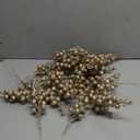 Crafare 24 Pack Christmas Glitter Berries Stems Artificial Christmas Picks for Christmas Tree Filler, Wreath, Crafts, Holiday and Home Decor, Champagne Gold