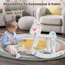 labebe - Wooden Rocking Horse, Baby Wooden Ride On Toys for 12M+, White Rocker Toy with Removable Fence, Toddler Riding Toy Indoor/Outdoor, Nursery Birthday Gift