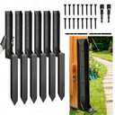 6PCS Fence Post Repair Kit, Heavy Duty Fence Post Anchor Quick Fix for Broken/Leaning Wooden Fence, Easy to Install, Black(16.5+15.75in)