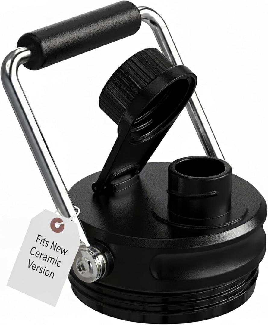 Jmoe USA Improved Jug Lid for RTIC Half Gallon and One Gallon Jugs | Replacement Lid With Upgraded Features, Better Cap, Rubber Grip, Steel Handle | Made of BPA Free Plastic (Fits Ceramic Version)