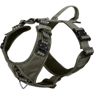 ICEFANG Dog Strap Harness with 4 x Metal Buckles,for Large Sized Dog,K9 Vest,Y-Shape Chest,Adjustable Pet Harness,No-Pull Front Leash Clip (Large (Pack of 1), Green)