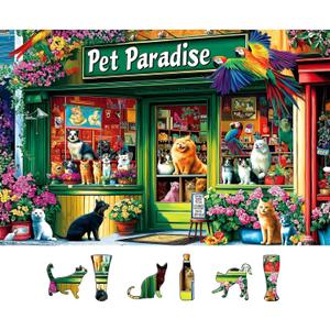 MINIWAN 500 Piece Puzzles for Adults - Relaxing Pet Shop Puzzles for Adults 500 Pieces | Challenging Family Activity Jigsaw Puzzle| Great for Fun & Leisure (Finished Size: 23 x 15 inches)