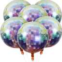 HOUSE OF PARTY Disco Ball Balloons - 6Pcs Mylar Foil Balloons 22 Inch for Graduation Last Disco Party Decorations (Multi Colored)