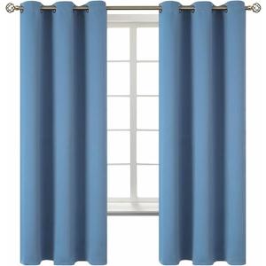 BGment Blackout Curtains for Bedroom - Grommet Thermal Insulated Room Darkening Curtains for Living Room, Set of 2 Panels (42 x 63 Inch, Faded Denim)