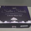 SLEEP SANCTUARY Satin Sheets Queen Size  4 Piece Luxury Silky Bed Set, Softer Than Silk, 15" Deep Pocket, Cooling & Wrinkle-Free, Moisture-Wicking & Breathable for Hair & Skin (Blush Pink)