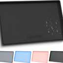 Extra Thick Silicone Mat Waterproof with Raised Edge 19 x 12, BPA Free Non-Slip Dog & Cat Food Mat, Feeding Mat for Food and Water Bowls, Spill Proof Mat to Protect Floors, Black