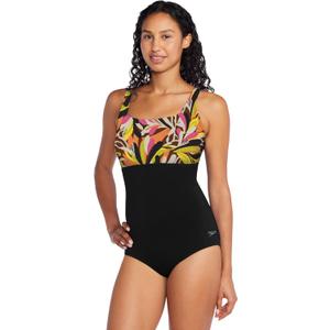 Speedo Women's Swimsuit One Piece Adjustable Square Neck Moderate Cut (10)