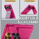 SSLOTSCASE for iPhone 16 Pro Case with Card Holder & Camera Stand & Kickstand & Slide Camera Lens Cover, Multifunctional Wallet Rugged Protective Phone Case Cover for iPhone 16 Pro 6.3'' 5G 2024, Pink