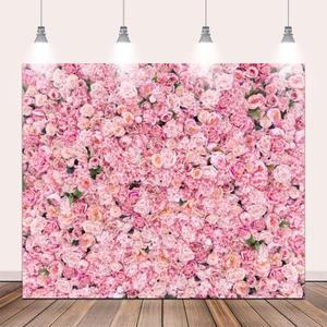Pink Rose Flowers Wall Backdrops 10x8ft Graduation Flowers Wall Party Backdrop for Girls Birthday Princess Tea Party Wedding Bridal Shower Anniversary Ceremony Cake Table Decoration Supplies (Brown)