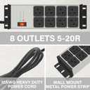 CCCEI 2PCS Heavy Duty Power Strip Surge Protector 20 AMP, 8 Outlets 12 Gauge Industrial Shop Garage Metal Multiple Outlets, 6 FT Extension Cord 5-15P Adapter High Amp 6-20R T-Slot 20a for Appliance