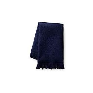 Navy Blue Fringed Fingertip Towels - 100% Cotton - Terry-Velour - 4 Pack 11" x 18"