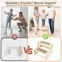Toddler Step Stool, Step Stool for Kids, Toddler Stool for Bathroom Sink & Potty Training, Wooden Step Stools w Non Slip Base for Kitchen, Bedroom