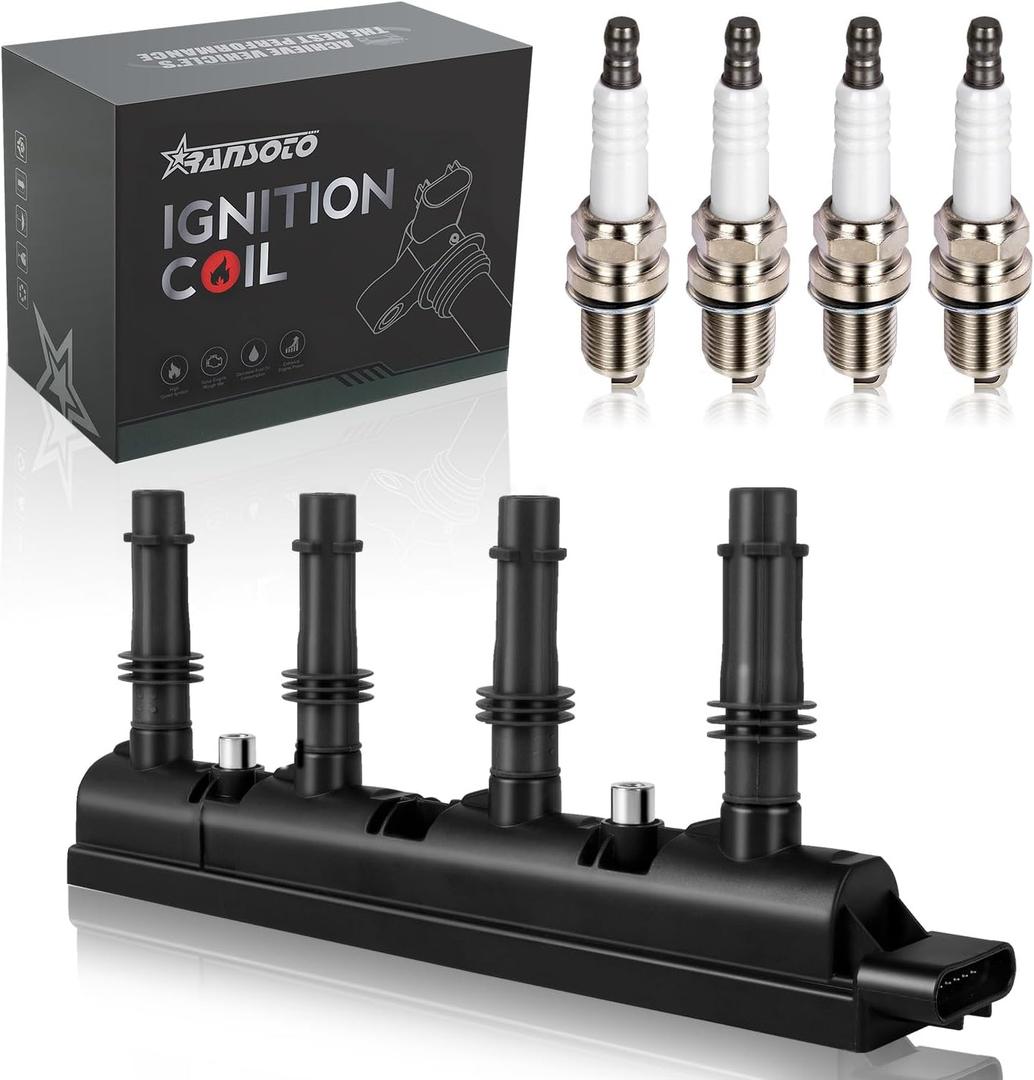 RANSOTO Ignition Coil Pack UF669 & Iridium Spark Plug 1675 Compatible with 2011-2019 Chevy Cruze Sonic Trax Volt Buick Encore 1.4L Replaces D521C 7805-1231