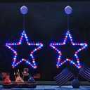 BlcTec 4th of July Decorations, Only 1  Pack Patriotic Red White Blue Star Window Lights with Suction Cups, Timer, Battery Operated Durable Metal Frame Silhouette Lights for July 4th Window Wall Decorations