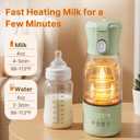 Portable Baby Bottle Warmer, 16000mAh Rechargeable Travel Milk Warmer with 7 Temp Settings, 316 Stainless Steel Fast Heating Leak-Proof Bottle Warmer for Breastmilk & Formula, Night Feeds & On the Go