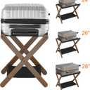 Heybly Luggage Rack, Folding Suitcase Stand with Storage Shelf, Luggage Holder with 5 Nylon Straps for Guest Room Bedroom Hotel, Walnut, HLR010WB1
