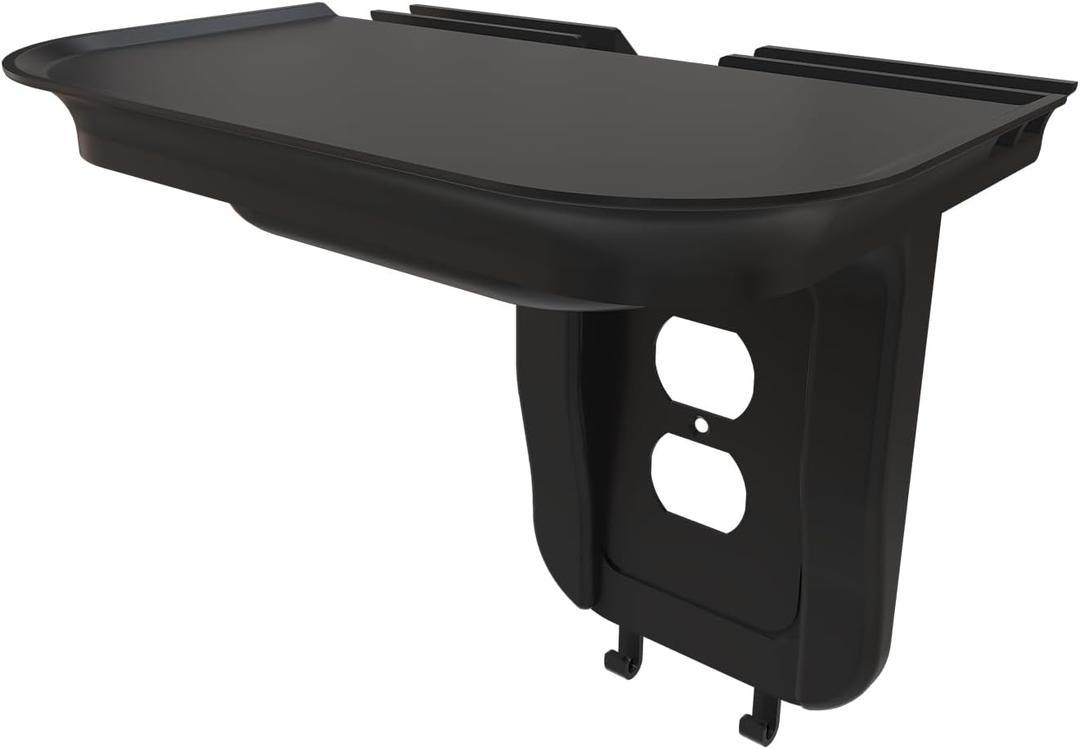 suptek Large Wall Outlet Shelf,Home Wall Shelf Organizer for Outlets,Perfect for Bathroom Kitchen,Bedrooms,Ideal for Cell Phone Speaker up to 20lbs,with Cable Management and Detachable Hooks (S3XLB) (Black)