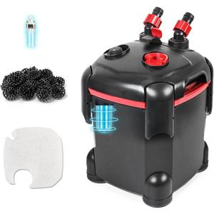 172GPH Canister Filter, External Aquarium Filter Ultra-Quiet Water Circulation Cleaning Machine with Media for Fish Tanks and Aquariums Up to 30 Gallons  