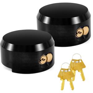 2 Pack Puck Lock for Trailers Keyed Alike, 6061 Solid Aluminum Trailer Door Locks Hockey Puck Locks, Reinforced Hidden Shackle Padlocks for Trailers Trucks Vans Shed Gates w/4 Keys