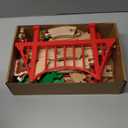 SainSmart Jr. Wooden Train Set 50 Pcs Train Set - Toy Train with Exquisite Box, Wood Train Track Set Fit for Major Brands, Ideal Railway Playset for Boys and Girls