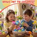 Thenshop 12 Pcs Easter Plush Eggs, Colorful Happy Easter Print Stuffed Eggs, Soft Basket Stuffers Goodie Bags and Party Favors for Hunting Party Favors Gift for Kids