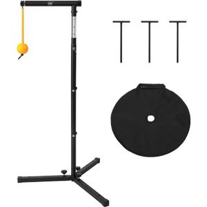 Baseball Softball Batting Tee with Auto Return Ball, Adjustable 21" to 45" Baseball Swing Trainer for All Ages, Portable Hitting Trainner with Metal Triangular Base | Ground Stakes & Sandbags