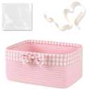 OIASKET Basket for Gifts Empty, Large Gift Basket 13L with Gift Bag and Ribbon, Woven Cotton Basket for Baby Showers, Birthday, Wedding, Mother's Day, 13.58"x10"x5.9", Pink