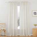 RYB HOME Light Filtering Curtains 84 inches Long, Linen Semi Sheer Curtains for Living Room Bedroom Privacy Soften Sunlight Drapes for Farmhouse Cafe Dining Room, W 52 x L 84, Linen, 2 Panels