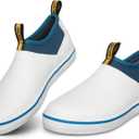 Deck Shoes Waterproof Rubber Boots with Non-Slip Rain Shoes for Fishing, Boating, Gardening, Walking - for Men (9, White)