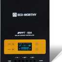 ECO-WORTHY 60A MPPT Solar Charge Controller 12/24/36/48V DC Input & Digital OLCD Display & Temp Sensor & Mount Ground, 99% Charging Efficiency Solar Regulator for Lithium/GEL/Flooded Battery, USB-RJ45