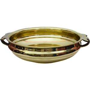 TANGERINE Brass Urli Pot || Uruli Bowl in Plainl Design for Home, Hotel/Office Decoration & Gift (Dia - 14 inch)