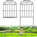 ADAVIN 24 Panels Collapsible Garden Fence Animal Barrier,24 Ft(L) x 24 in(H) Black Rustproof Metal Wire Panel Border for Dogs Rabbits, Flower Edging for Landscape Patio Yard Outdoor Decor, Arched