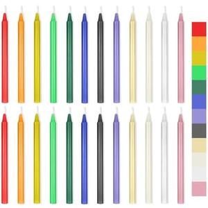 24pcs6.5inch Small Colored Candles, Chime, Spell, Unscented Traditional Shabbos, Candle Holder Rituals, Prayer, Meditation, Taper-Candles (Classic, 24)
