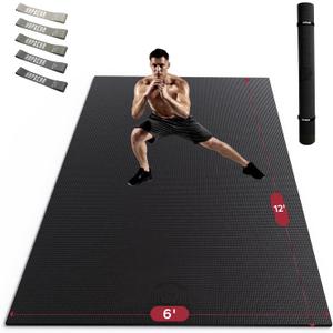 HAPBEAR Extra Large Exercise Mat-12'x6'x8mm(1/3 inch), Non-Slip, Ultra Durable, Thick Workout Mats for Home Gym Flooring Cardio, Yoga Mats for Fitness, High-Density Exercise Mat, Shoes-Friendly