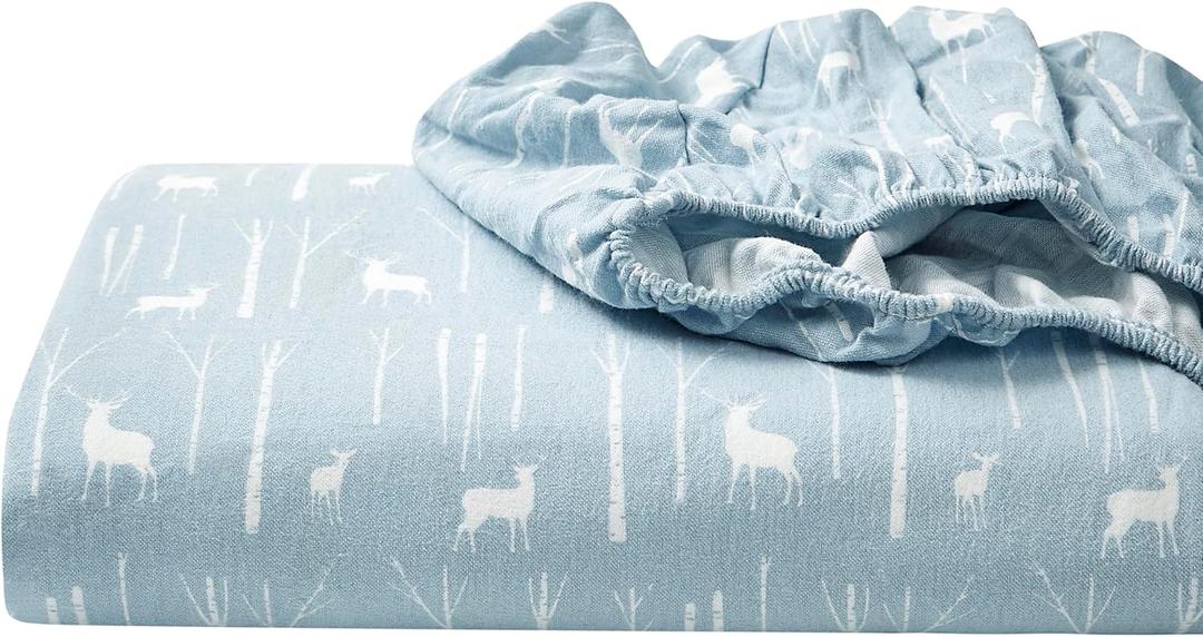 Eddie Bauer - Flannel Sheets Full Size, Anti-Pilling & Wrinkle Resistant Cotton, Touchably Soft for All-Season Comfort - Bed Sheets with Matching Pillowcases & Fitted Sheet (Birch Forest)