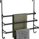 Over The Door Towel Rack, Over Door Towel Rack for Bathroom Door, Triple Towel Storage Holder with Hooks (Matte Black, 20.15" L)