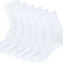 Womens Anti Blister Odor Control Quick Dry Compression Quarter Crew Cotton Athletic Running Hiking Socks (6-10, 6-pack White)